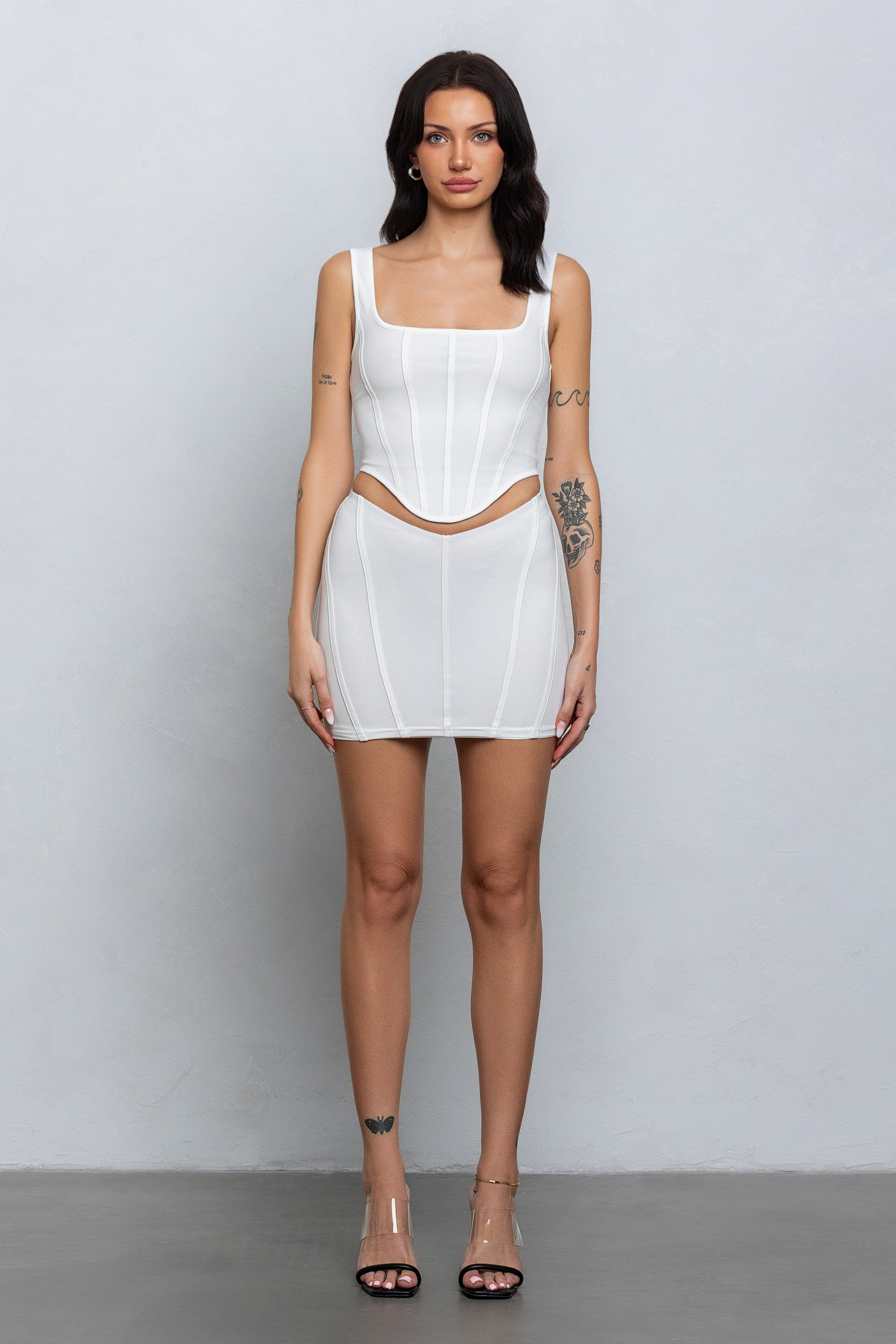 IRIS SLEEVELESS MESH TOP - WHITE