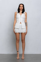FAYE SLEEVELESS TOP & SKORT SET - WHITE