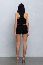 FAYE SLEEVELESS TOP & MICRO SHORTS SET - BLACK