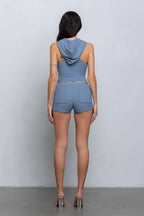 FAYE SLEEVELESS TOP & MICRO SHORTS SET - BLUE