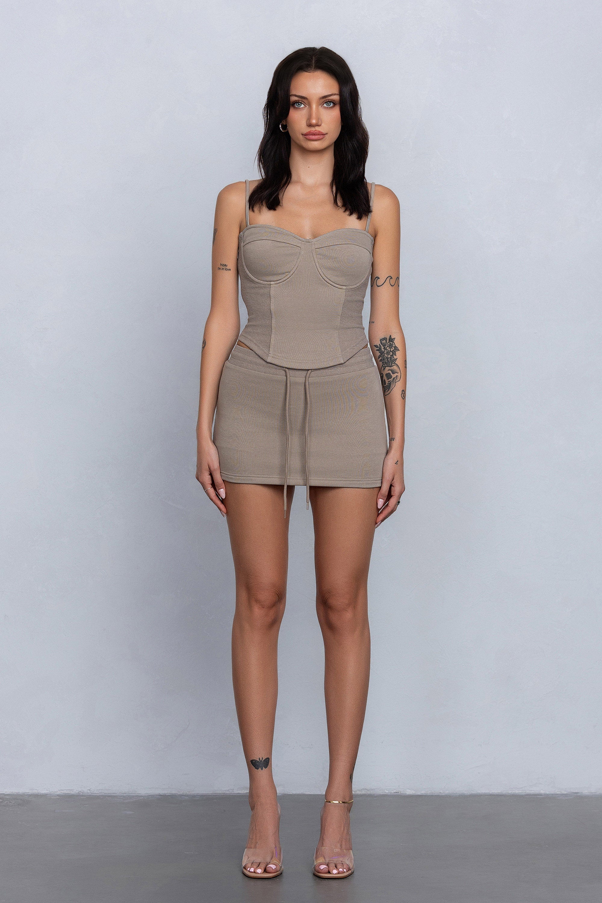 JOZIE FRENCH TERRY MINI SKORT - CLAY