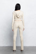 KIRA RIBBED ZIP-UP SET - STONE BEIGE