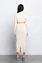 YARA MAXI SKIRT SET - STONE BEIGE