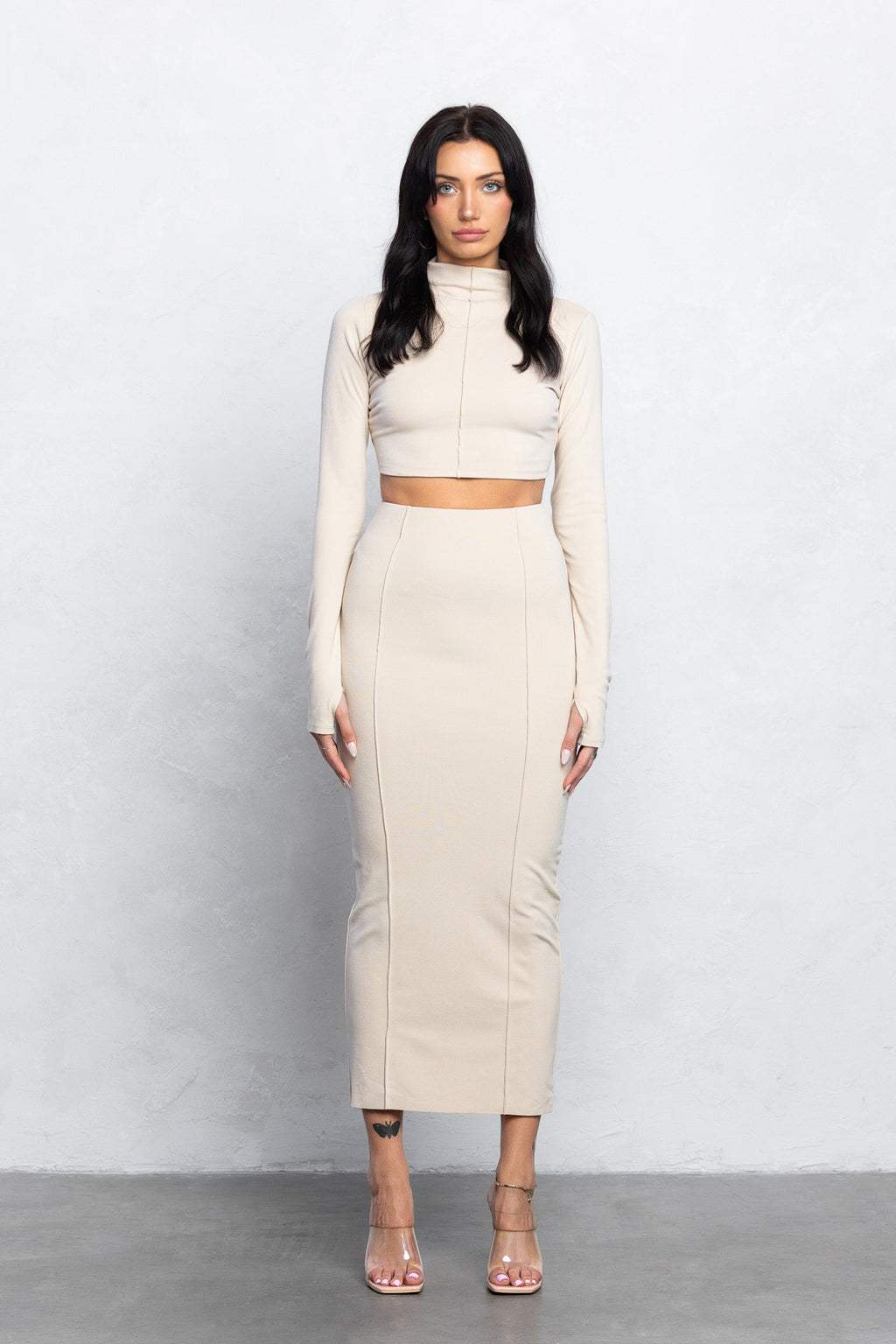 YARA MAXI SKIRT SET - STONE BEIGE