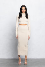 YARA MAXI SKIRT SET - STONE BEIGE