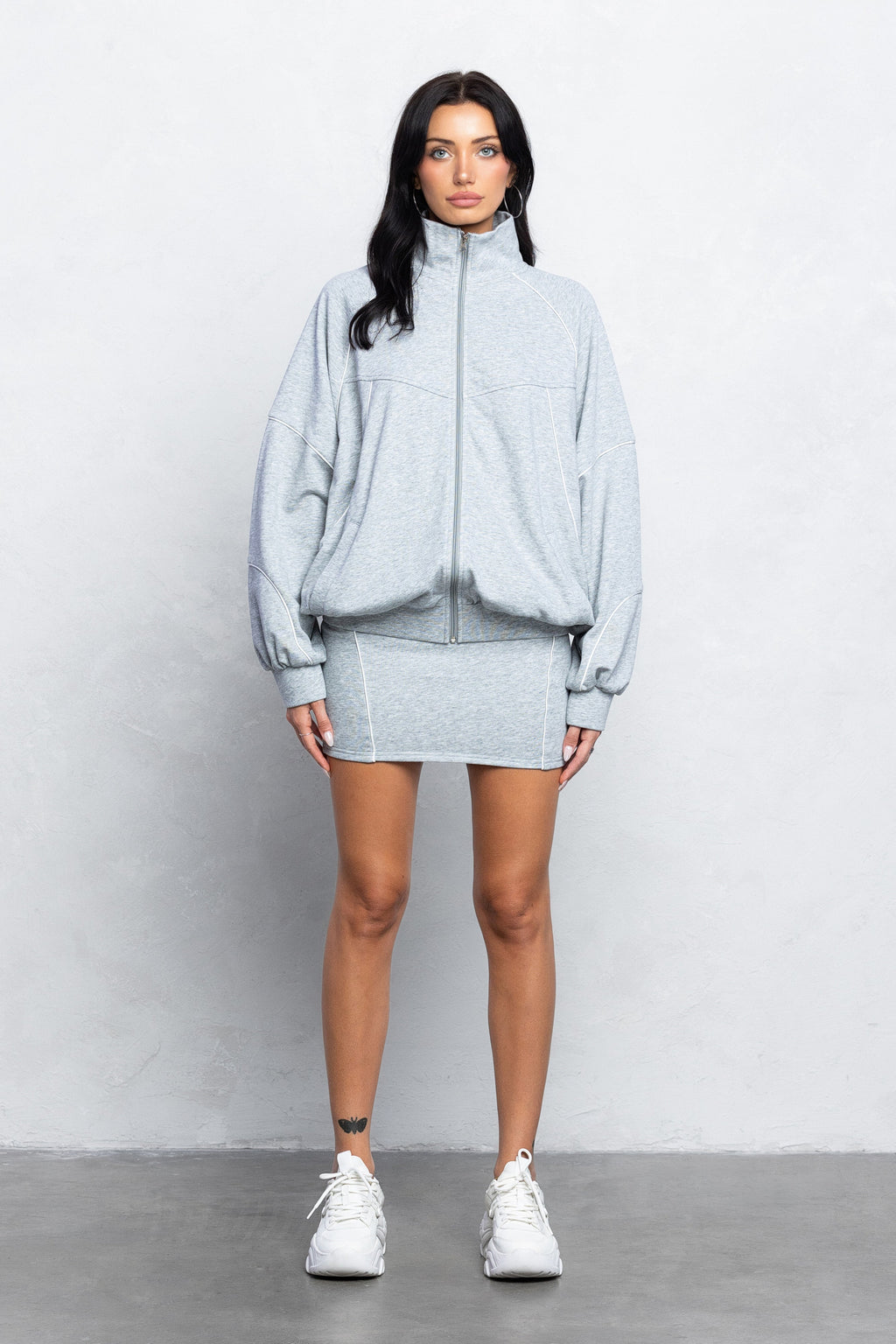 ASTA LOUNGE MINI SKIRT SET - H GREY