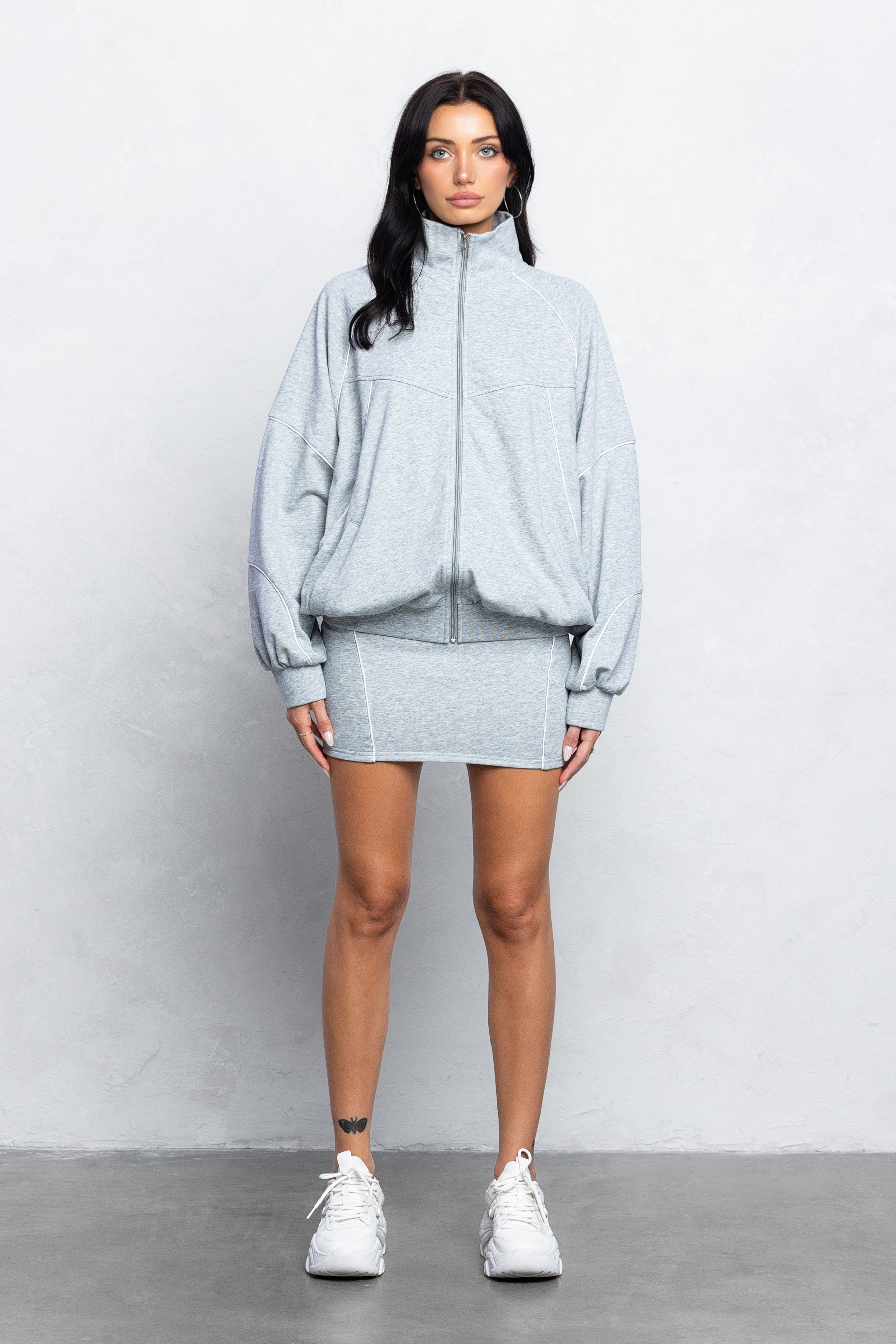 ASTA LOUNGE MINI SKIRT SET - H GREY