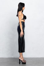 DEMIE PLEATHER ROSE MIDI SKIRT SET