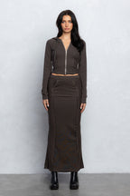 JOZIE FRENCH TERRY ZIP-UP HOODIE - CHARCOAL