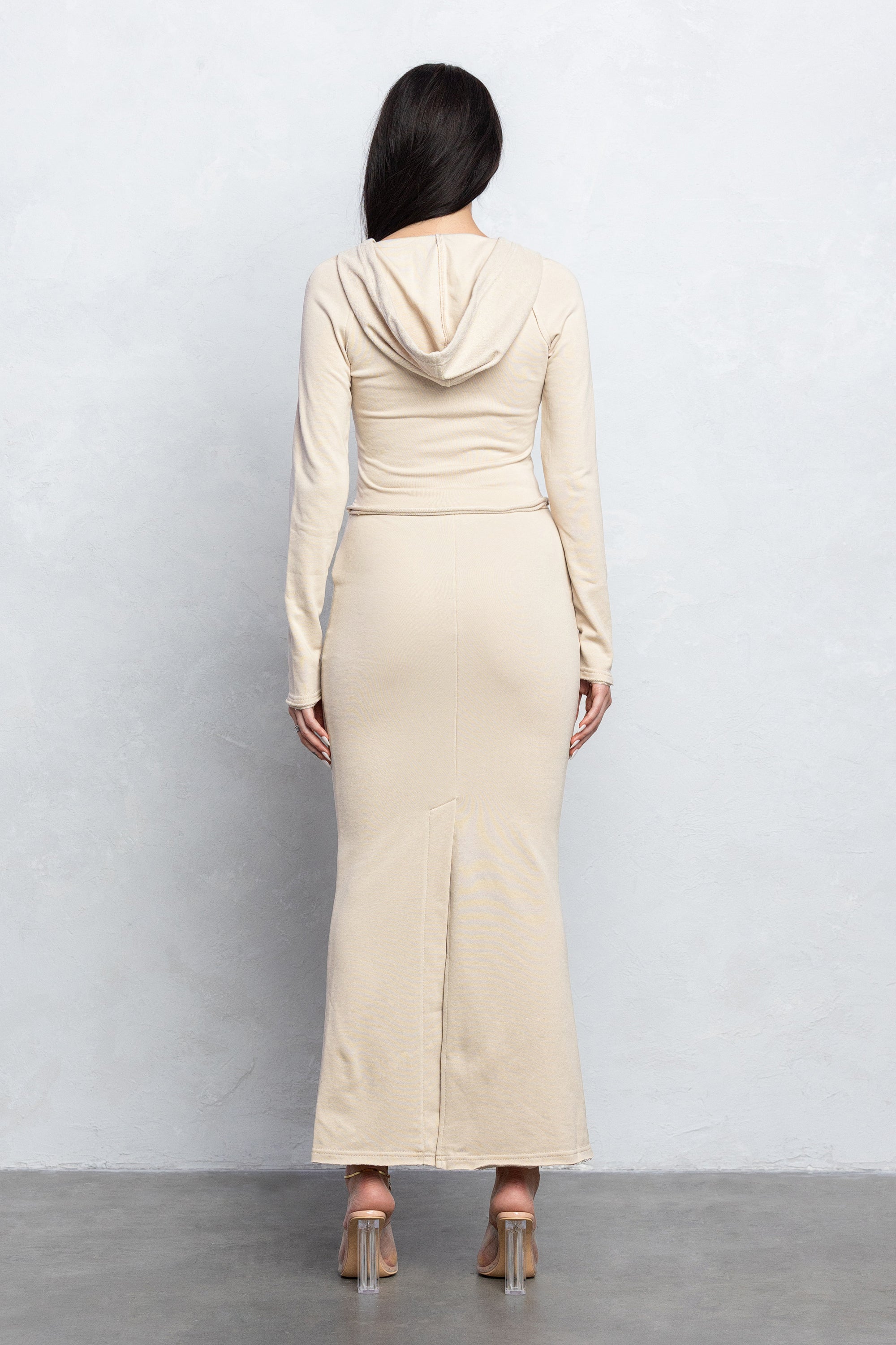 JOZIE FRENCH TERRY ZIP-UP HOODIE - SAND