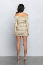 SHARA OFF SHOULDER MINI SKIRT SET - TAUPE