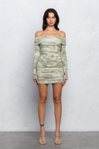 SHARA OFF SHOULDER MINI SKIRT SET - OLIVE