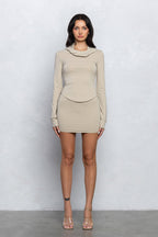 LEXA HOOD MINI SKIRT SET - STONE BEIGE