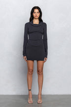 LEXA HOOD MINI SKIRT SET - CHARCOAL