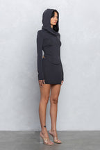 LEXA HOOD MINI SKIRT SET - CHARCOAL