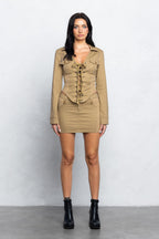 ROXANNE LACE UP TOP & MINI SKIRT SET