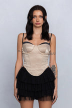 DAHLIA TWO-TONE SATIN BUSTIER - CHAMPAGNE
