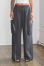 ASHER CARGO POCKET PANTS - CHARCOAL