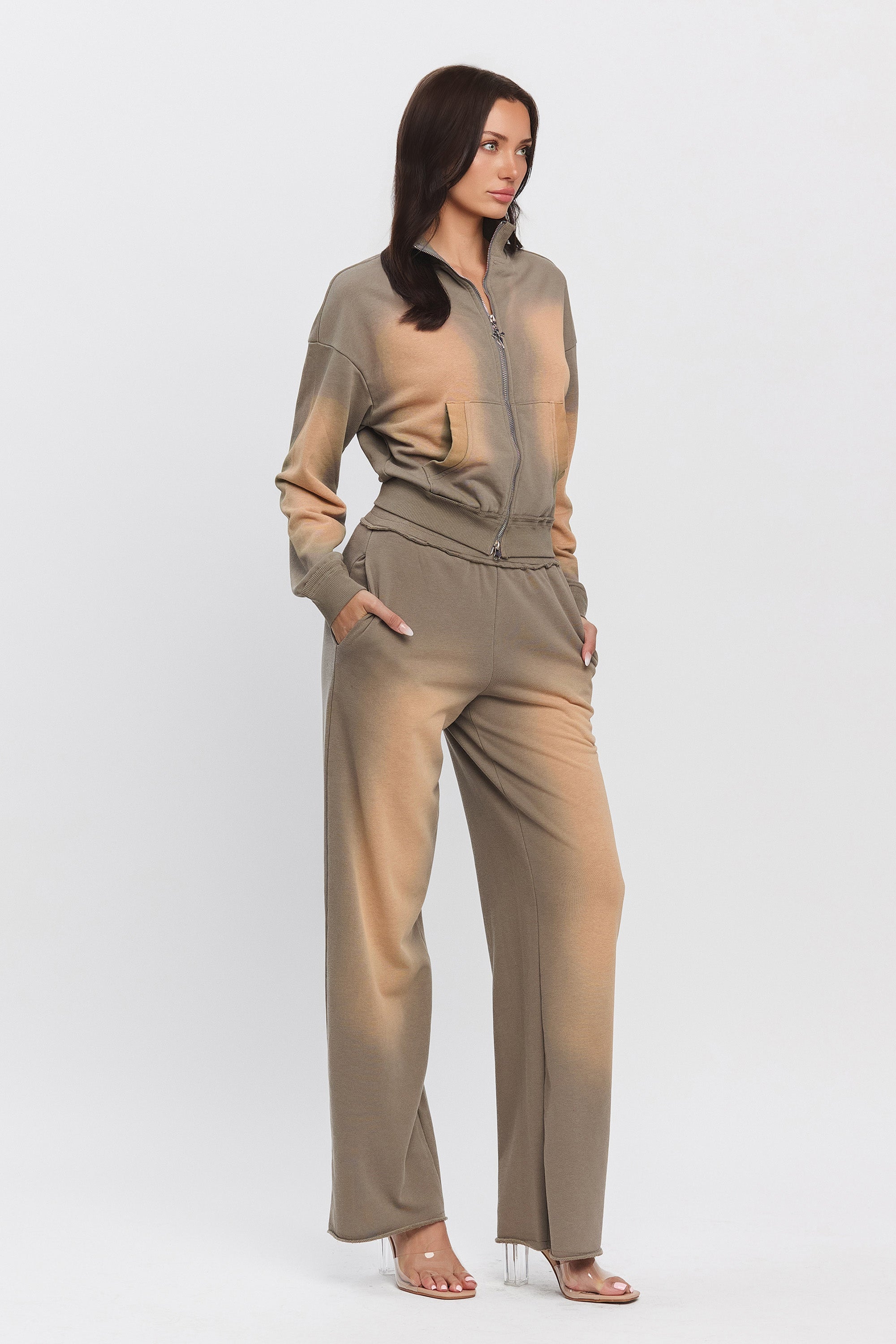 HAZE WASHED FRENCH TERRY SWEATPANTS - OLIVE