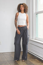 ASHER CARGO POCKET PANTS - CHARCOAL