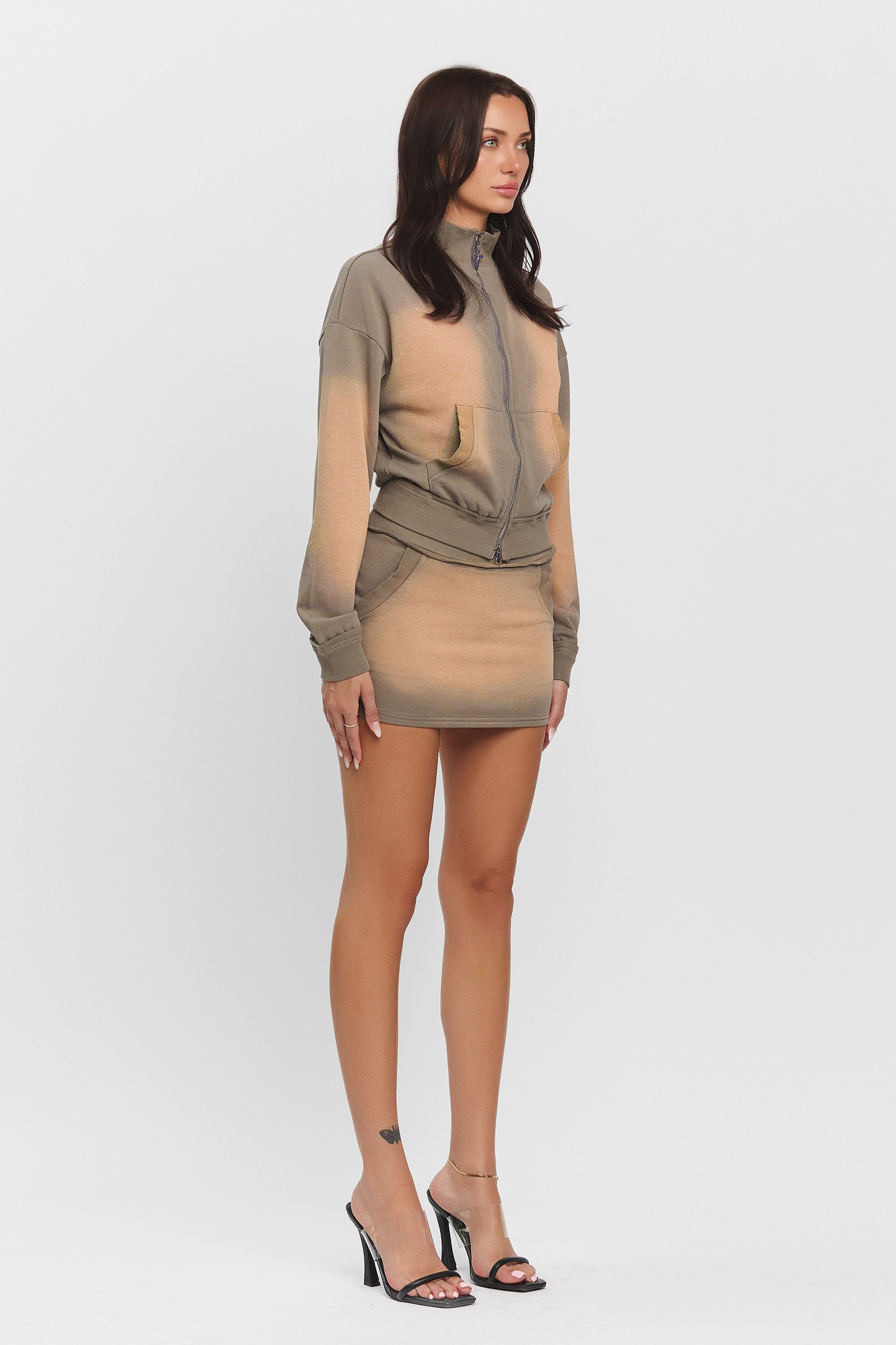 HAZE WASHED FRENCH TERRY MINI SKORT - OLIVE