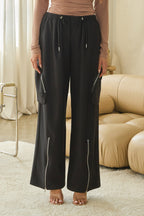 ASHER CARGO POCKET PANTS - BLACK