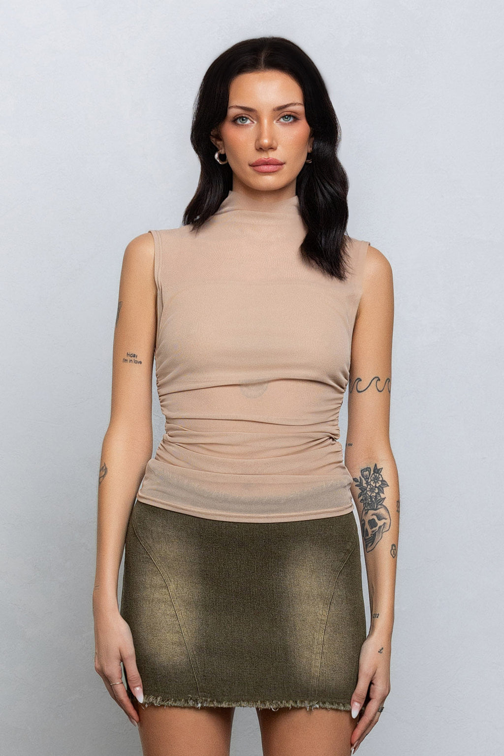 KARA SHEER SLEEVELESS TOP