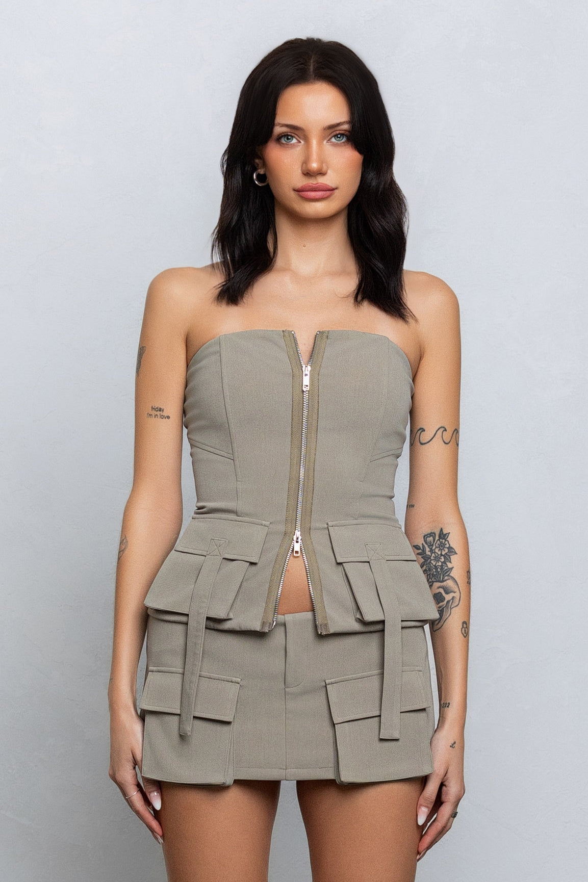 LEA CARGO ZIP-UP TUBE TOP