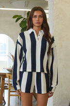 ATLAS FRENCH TERRY RUGBY TOP - NAVY/CREAM