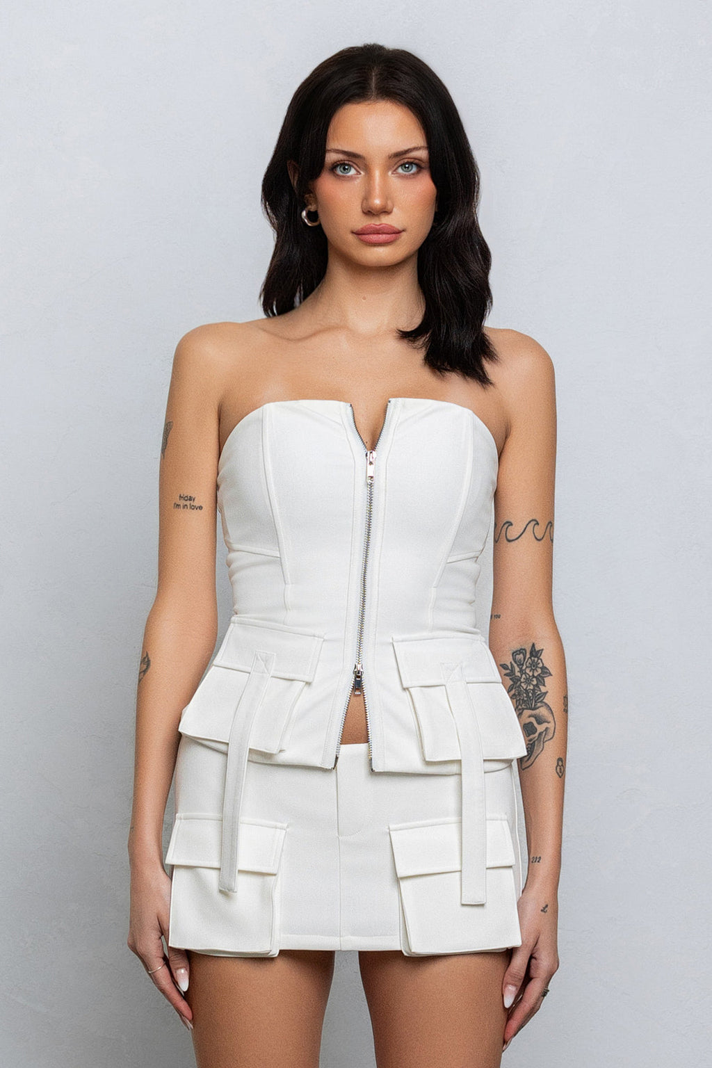 LEA CARGO ZIP-UP TUBE TOP