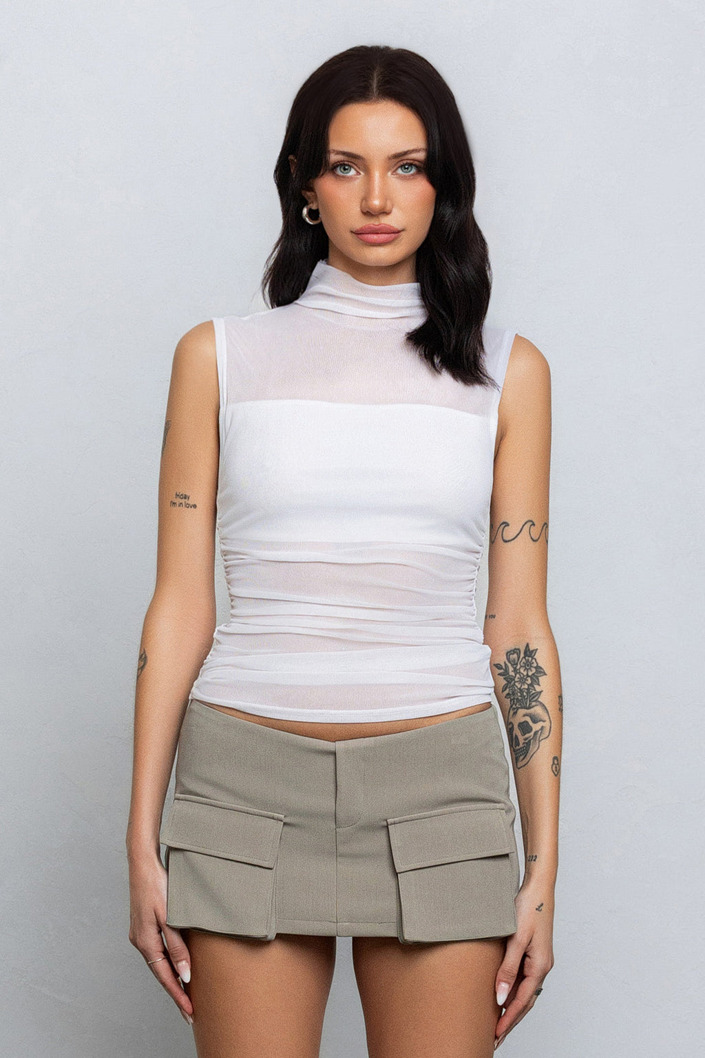 KARA SHEER SLEEVELESS TOP