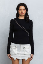 ARDEN HOOK & EYE LONG SLEEVE TOP