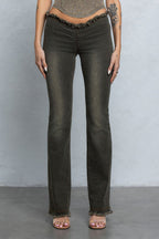 ZYLAH FRAYED RUCH FLARED PANTS