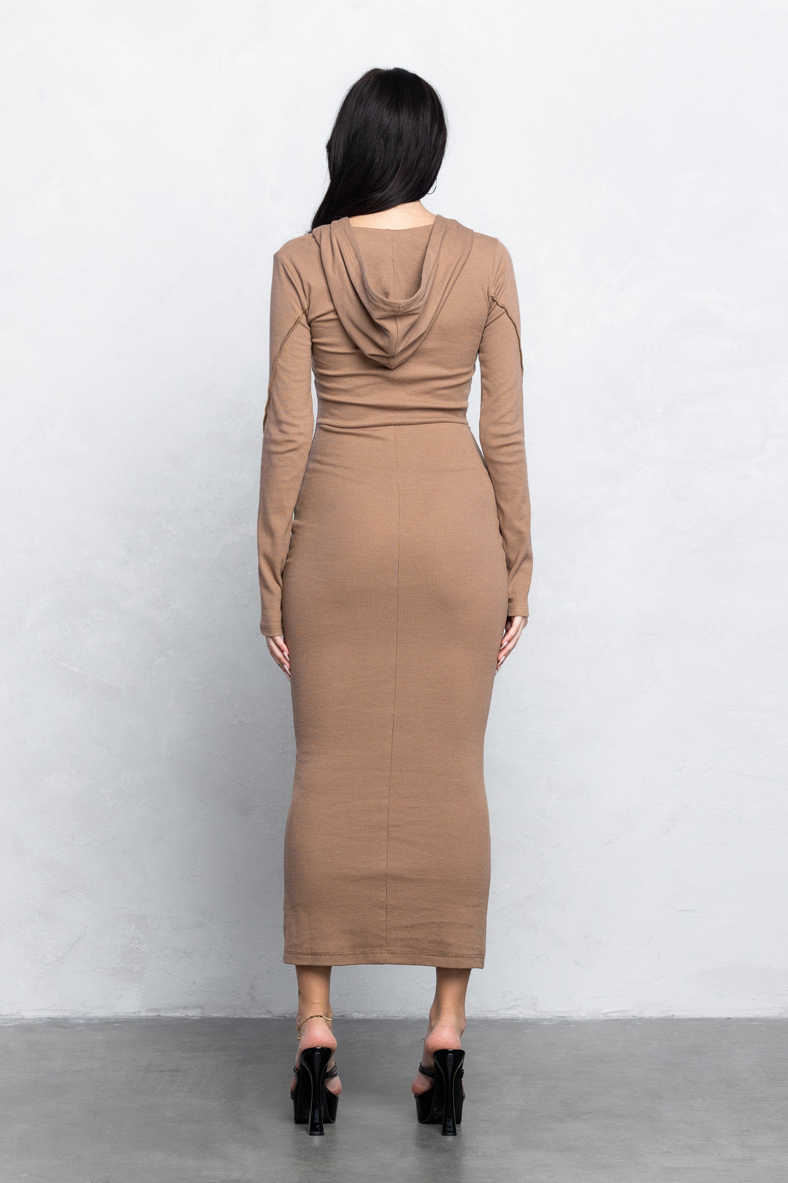 KIRA HOODED MAXI DRESS - MOCHA