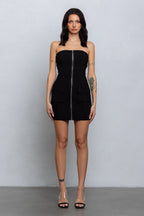 LEA CARGO ZIP-UP WOVEN DRESS - BLACK
