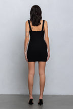 MAVEN BUCKLE DETAIL MINI DRESS - BLACK