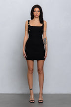 MAVEN BUCKLE DETAIL MINI DRESS - BLACK