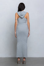 FAYE SLEEVELESS ZIP UP MAXI - HEATHER GREY