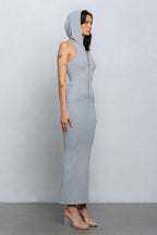 FAYE SLEEVELESS ZIP UP MAXI - HEATHER GREY