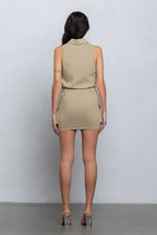 NAUTIA STRETCHY COLLARED CARGO MINI DRESS