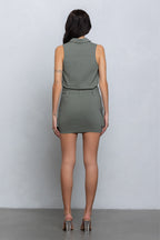 NAUTIA STRETCHY COLLARED CARGO MINI DRESS