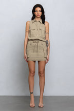 NAUTIA STRETCHY COLLARED CARGO MINI DRESS