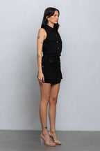 NAUTIA STRETCHY COLLARED CARGO MINI DRESS