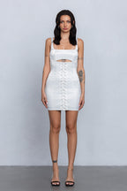 REIA SATIN CUT OUT MINI DRESS - WHITE