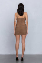 RACHEL SHEER RUCHED MINI DRESS