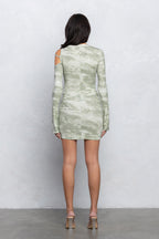 SHARA CUT OUT LONG SLEEVE DRESS - OLIVE