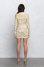 SHARA CUT OUT LONG SLEEVE DRESS - TAUPE