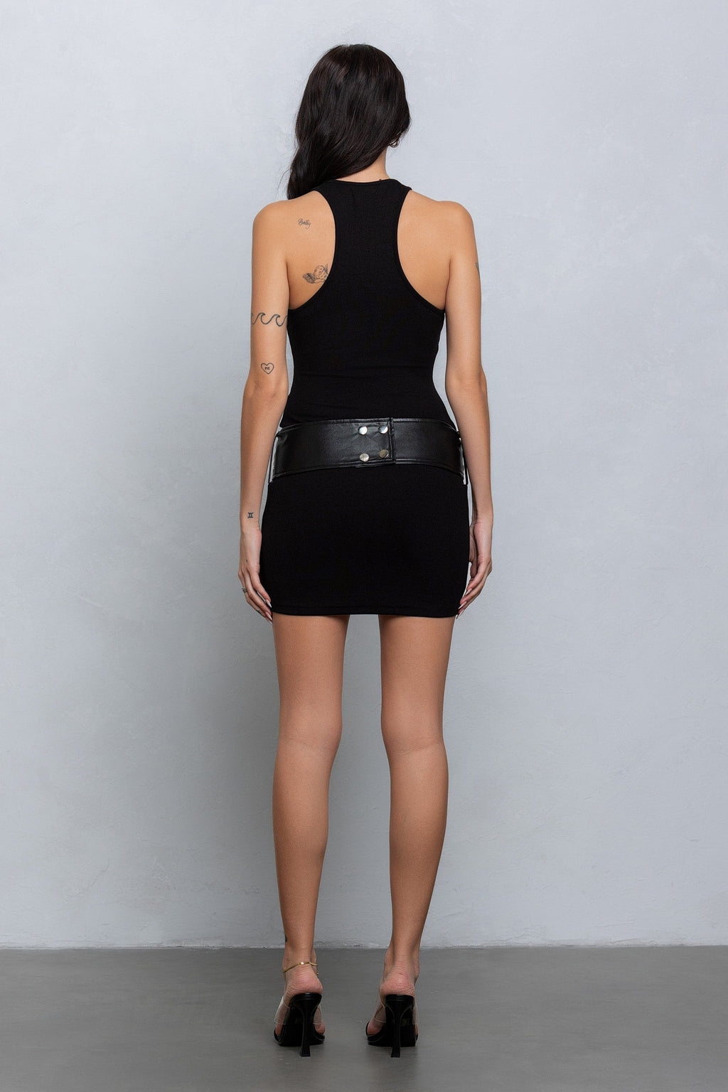 GISELLE RIBBED BELTED MINI DRESS