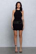 GISELLE RIBBED BELTED MINI DRESS