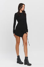 KARI RUCHED MINI DRESS - BLACK